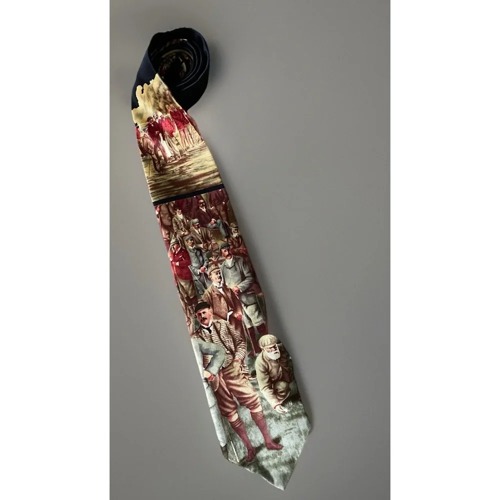 Cromley & Finch Neckwear Tie Golf Portrait Knicker Pattern London 100% Silk JBHS